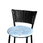 Banqueta Baixa Para Cozinha Ratan Preta Estofado Floral Flora