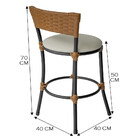 Banqueta Baixa Pisa Em Aço E Estofado Para Cozinha E Balcão