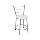 Banqueta Baixa Prata Com Assento Branco Fortmix