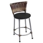 Banqueta Baixa Prata Com Encosto Junco Capuccino Assento Preto