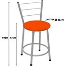Banqueta Baixa Prata Com Encosto Para Cozinha Assento Laranja