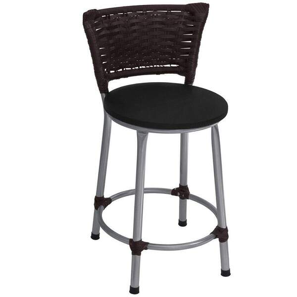 Banqueta Baixa Prata Junco Argila Com Assento Preto Fortmix