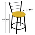 Banqueta Baixa Preta Com Encosto Para Cozinha Assento Amarelo