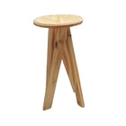 Banqueta Baixa Redonda Reforçado Em Verniz Madeira Pinus