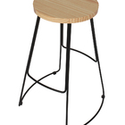 Banqueta Banco Blyn Alto Madeira Natural Metal Industrial