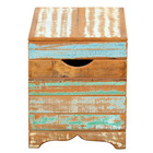 Banqueta Banco Ripada Madeira Maciça Pátina