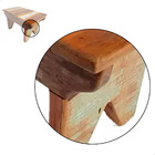 Banqueta Banco Ripado 30cm Em Madeira Maciça Pátina