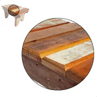 Banqueta Banco Ripado 30cm Em Madeira Maciça Pátina