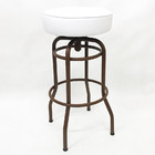 Banqueta Bar Alta Giratória Cor Ferrugem Assento Branco - Pol