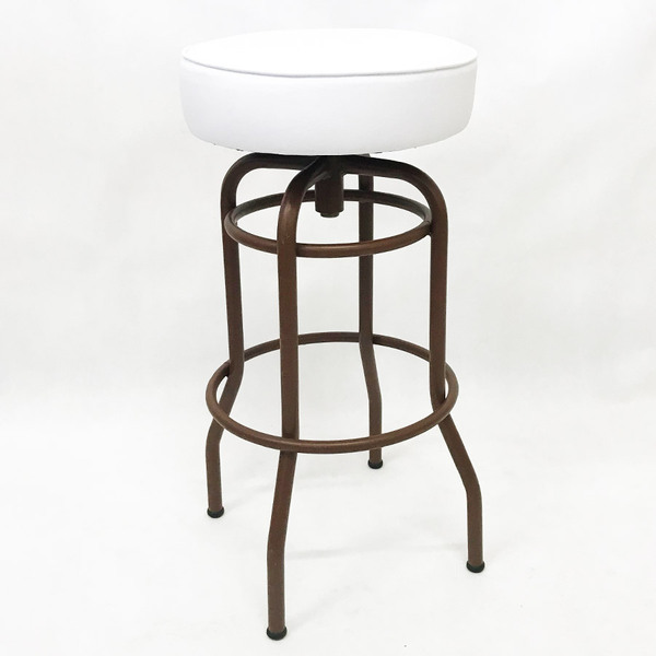 Banqueta Bar Alta Giratória Cor Ferrugem Assento Branco - Pol