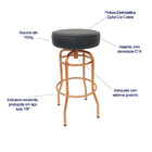Banqueta Bar Altura 74cm Giratória Cobre Assento Preto