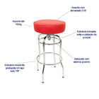 Banqueta Bar Altura 74cm Giratória Cromada Assento Vermelho