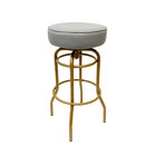 Banqueta Bar Giratória Cor Dourado Fosco Assento Cinza Altura