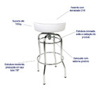 Banqueta Bar Média Altura 65cm Cromada Assento Branco Giratór