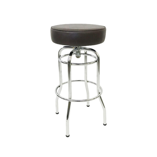 Banqueta Bar Média Altura 65cm Cromada Assento Marrom Giratór