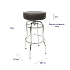 Banqueta Bar Média Altura 65cm Cromada Assento Marrom Giratór