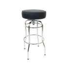 Banqueta Bar Média Altura 65cm Cromada Assento Preto Giratória