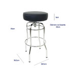Banqueta Bar Média Altura 65cm Cromada Assento Preto Giratória