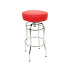 Banqueta Bar Média Altura 65cm Cromada Assento Vermelho Girat