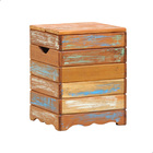 Banqueta Baú Ripado Madeira Maciça Pátina / Natural - Pátina