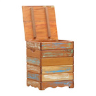 Banqueta Baú Ripado Madeira Maciça Pátina / Natural - Pátina