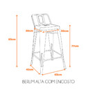 Banqueta Berlim Alta Com Encosto - Bronze