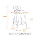 Banqueta Berlim Alta Com Encosto - Preto