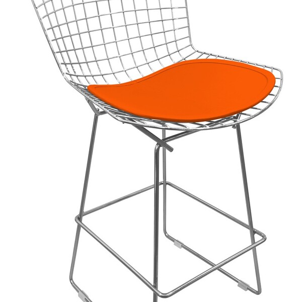 Banqueta Bertoia Cromada Com Assento - Laranja