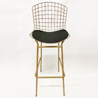 Banqueta Bertóia Dourado Fosco Assento Preto Tubular Altura 7