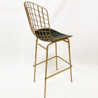 Banqueta Bertóia Dourado Fosco Assento Preto Tubular Altura 7