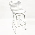 Banqueta Bertóia Maciça Cromada Assento Branco Altura 60cm -