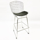 Banqueta Bertóia Maciça Cromada Assento Preto Altura 60cm - P