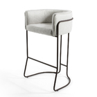 Banqueta Betina Linho Creme A-48 Base Fixa De Aço Choco - D'r