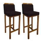 Banqueta Bia Veludinho Cappuccino Com Aplique E Base Castanho