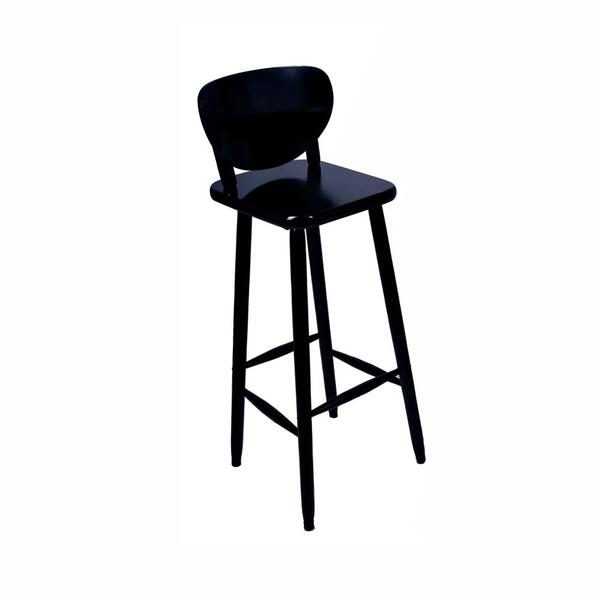 Banqueta Bistrô Alta Com Encosto Torneada - Preto