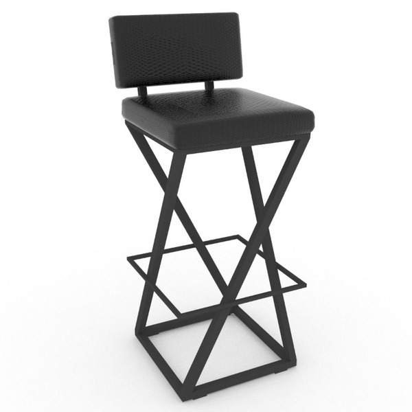 Banqueta Bistrô Industrial Média 75cm – Estofadas Preta – Imp