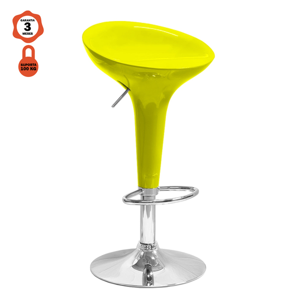 Banqueta Bombo Paris Amarelo Em Abs Giratoria Altura Regulave