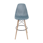 Banqueta Boxbit Colmeia Azul Petroleo Base Madeira