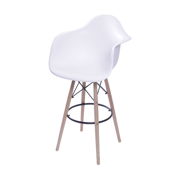 Banqueta Boxbit Dkr Pp Com Braço Branca Base Madeira