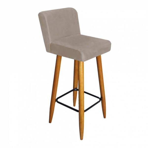 Banqueta Castanho Corino Bege