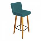 Banqueta Castanho Suede Azul Turquesa