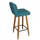 Banqueta Castanho Suede Azul Turquesa