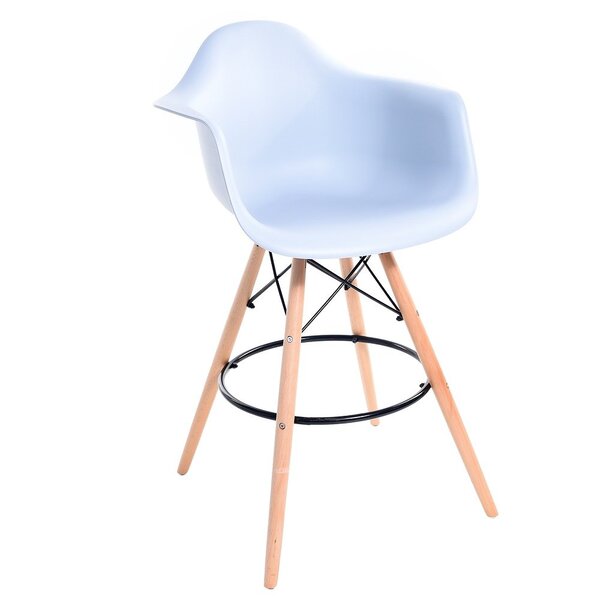 Banqueta Charles Eames Arm Base Em Madeira Fixa