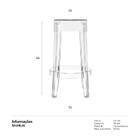 Banqueta Charles Ghost - Sophia - 66 Cm - Incolor - Transpare