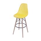 Banqueta Colmeia Com Base De Madeira  Amarelo