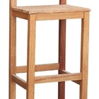 Banqueta Colonial Alta Com Encosto Madeira Maciça Natural - S