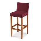 Banqueta Com Encosto Estofado Em Veludo Bordô Merllin