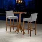 Banqueta Com Encosto Estofado Em Veludo Cinza Merllin