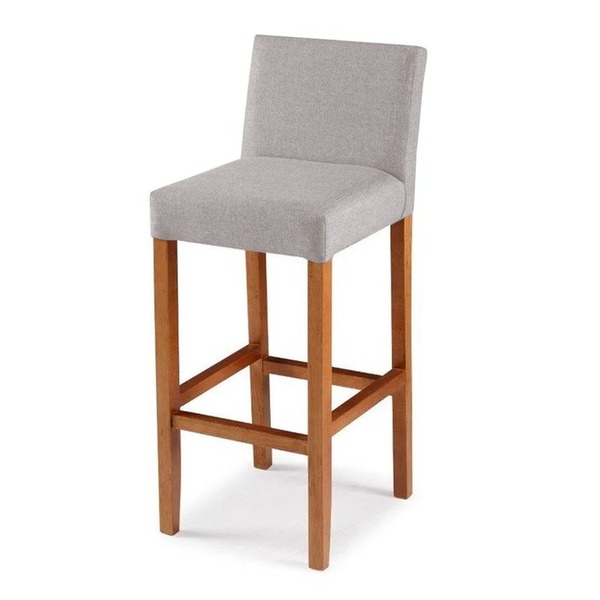 Banqueta Com Encosto Estofado Em Veludo Cru Merllin