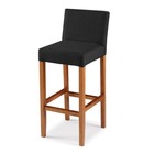 Banqueta Com Encosto Estofado Em Veludo Preto Merllin